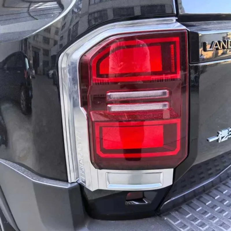 Silver Chrome Tail Light Bezel Trim Cover Compatible With Toyota Prado LC250 2024 Rear Lamp Decor Modification