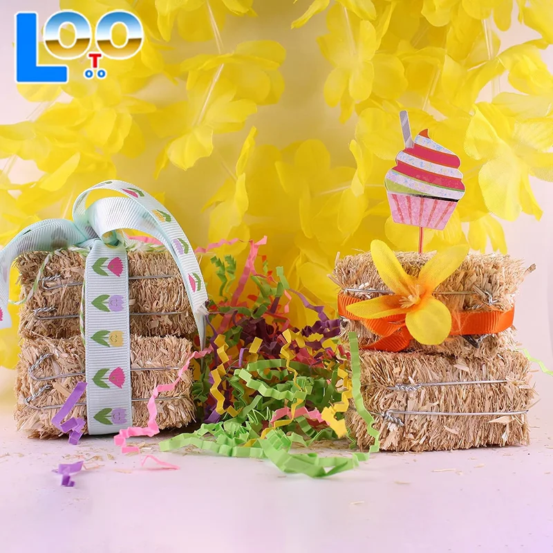 6 قطع من باليات القش الصغيرة كومة قش المزرعة المصغرة الريفية القابلة للتكديس كتل القش المزيفة لتزيين بيت الدمى