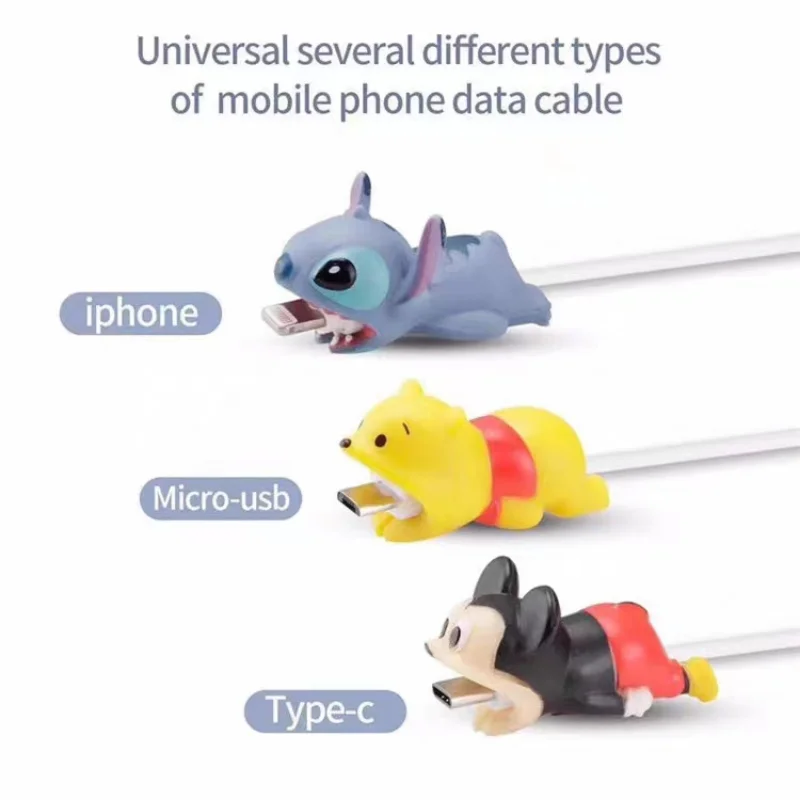 Disney Mickey Stitch Donald Data Cable Protective Sleeve For Iphone Android Anti Breaking Protective Sleeve For Charging Cable