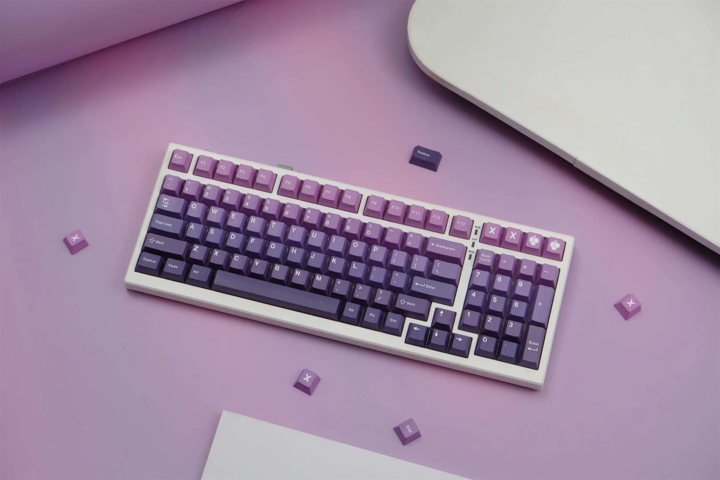 GMK Lucky Purple Gradient Keycaps 130 Keys PBT Material Cherry Profile DYE-SUB Keycaps For MX Switch Wooting Mechanical Keyboard