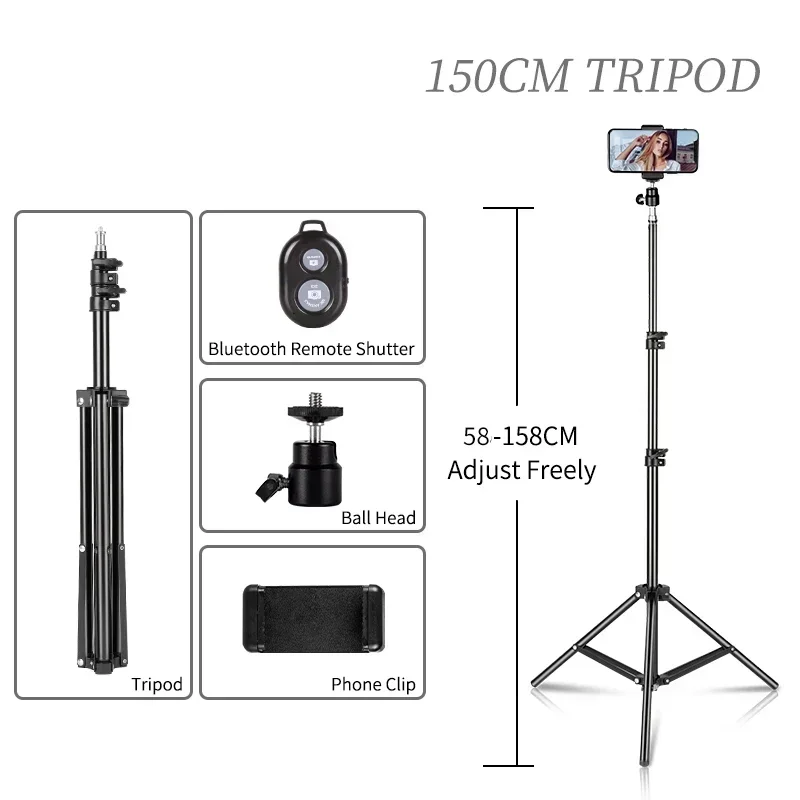Selfie Statieven Met Clip Bluetooth Controller Aluminium Lichtstatief Voor Telefoon Stand Mount Digitale Camera Statief 200/170/150/100cm
