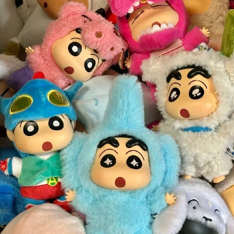 Miniso crayon shinchan vestir-se festa série caixa cega kit garagem de vinil kawaii decoração desktop caixa surpresa presente aniversário do miúdo