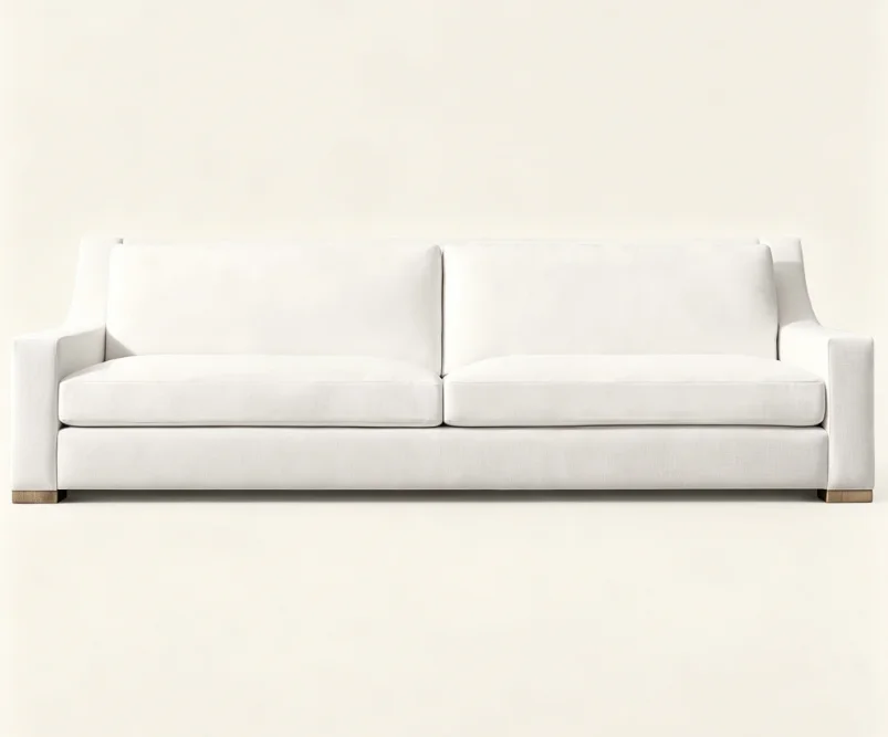 Square Arm Upholstered Sofa Tall Back Linen Fabric Sofa Modern Simple Living Room Cushioned Fabric Couch