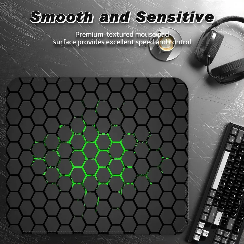 

Abstract black hexagon pattern Small Mouse Pad Desk Pad Desktop Computer Keyboard Wireless Mouse Boy Gift for Play game Coasters