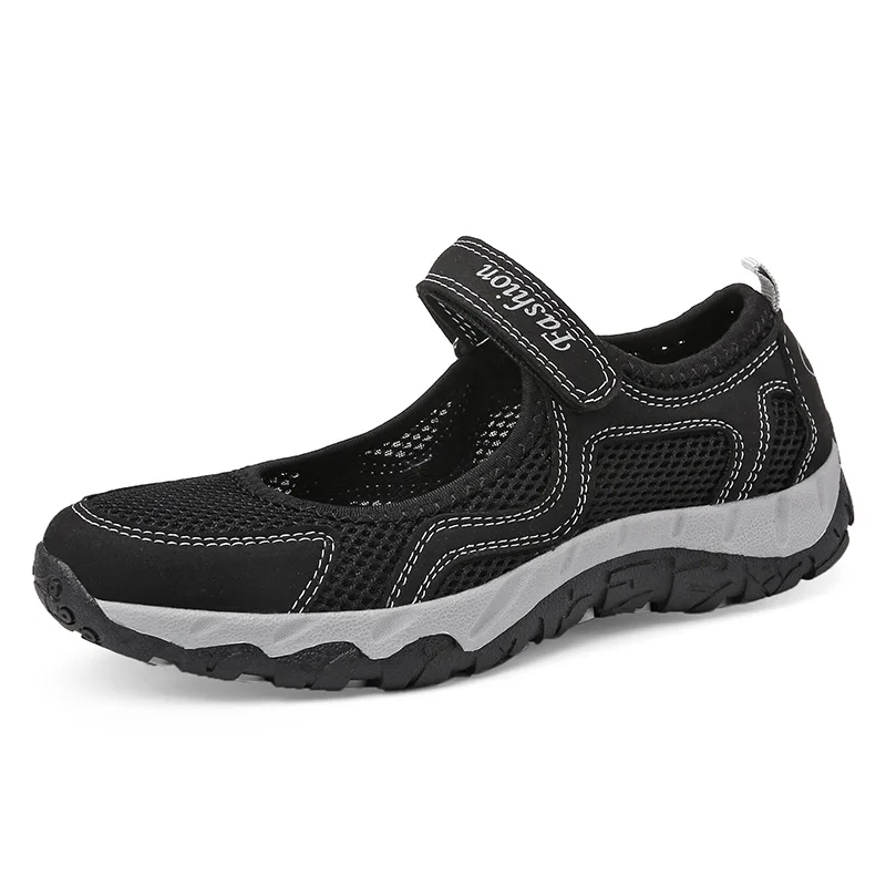 2022 neue Mesh Atmungsaktive Casual Schuhe Frauen Komfort Licht Wanderschuhe Slip auf Wohnungen Mom Weiche Sohle Schuhe Non-slip Mesh Turnschuhe