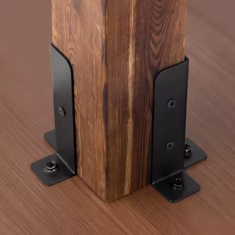 Heavy Duty Wooden Post Brackets Large Iron Black Steel Metal Deck Corner Bracket Outdoor Garden Pergola Square Wood Posts Anchor