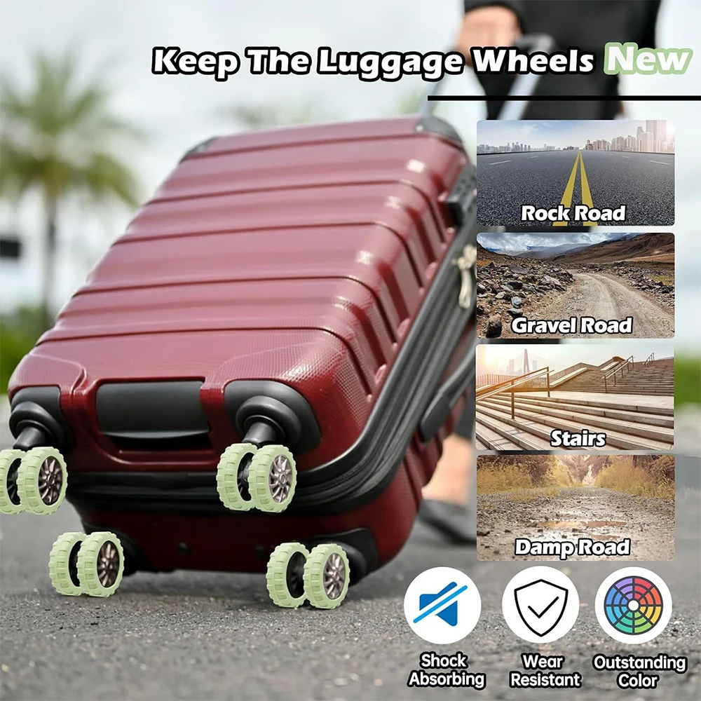 8PCS/Set Suitcase Parts Axles Travel Luggage Caster Shoes with Silent Sound Reduce Wheel Wear Suitcase Wheels ProtectionCoverzmt