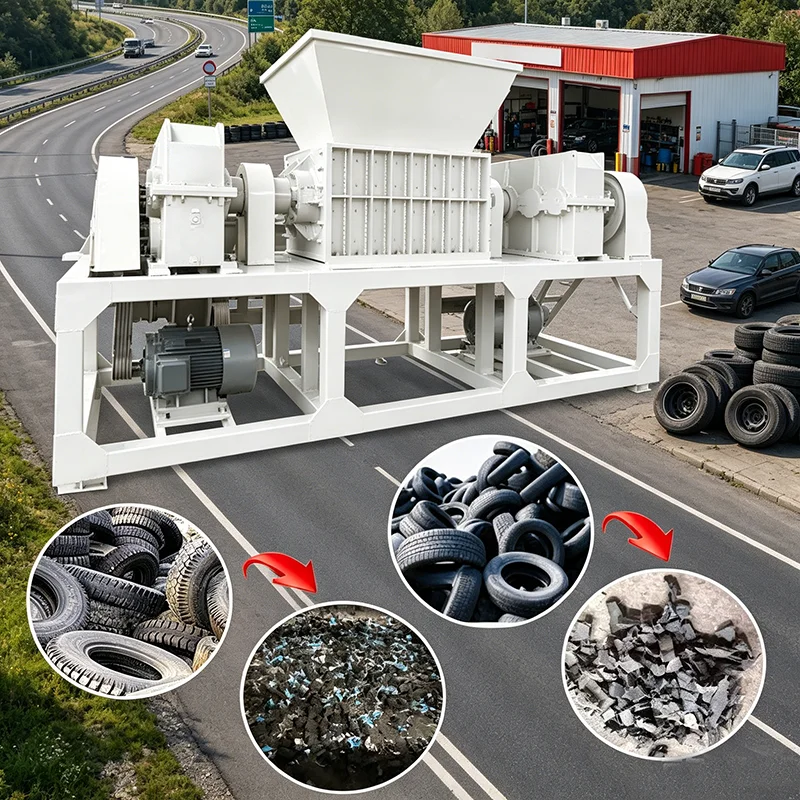 Tire Crumb Shredding Machine Industrial Waste Rubber Tyre Crusher For Fine Rubber Powder Processing