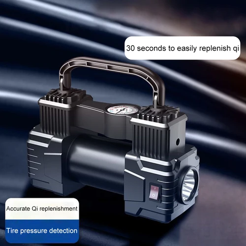 Imagen 2 del producto Mini compresor de aire 12V 150PSI, inflador de neumáticos de alta resistencia de doble cilindro con luz LED, bomba de aire eléctrica para coche, bomba inflable automática