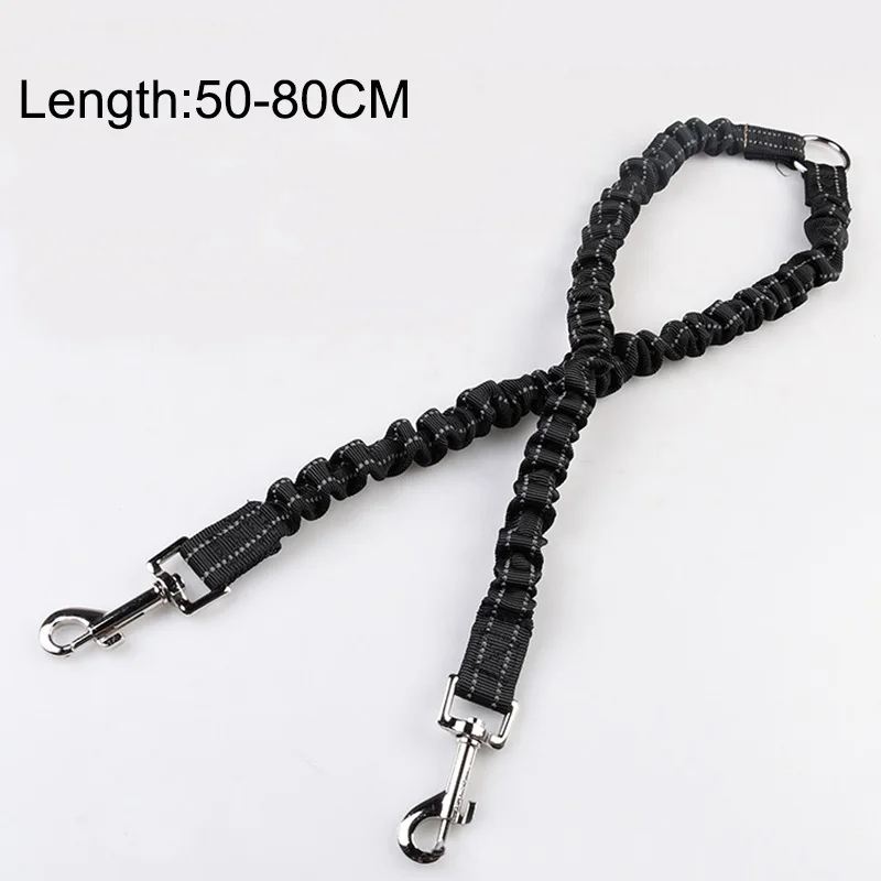 רצועת רצועת כלבים מורחבת אלסטית עם שני דרכים לאימון חיצוני לכלבים כפולים, קטנים, בינוניים וגדולים