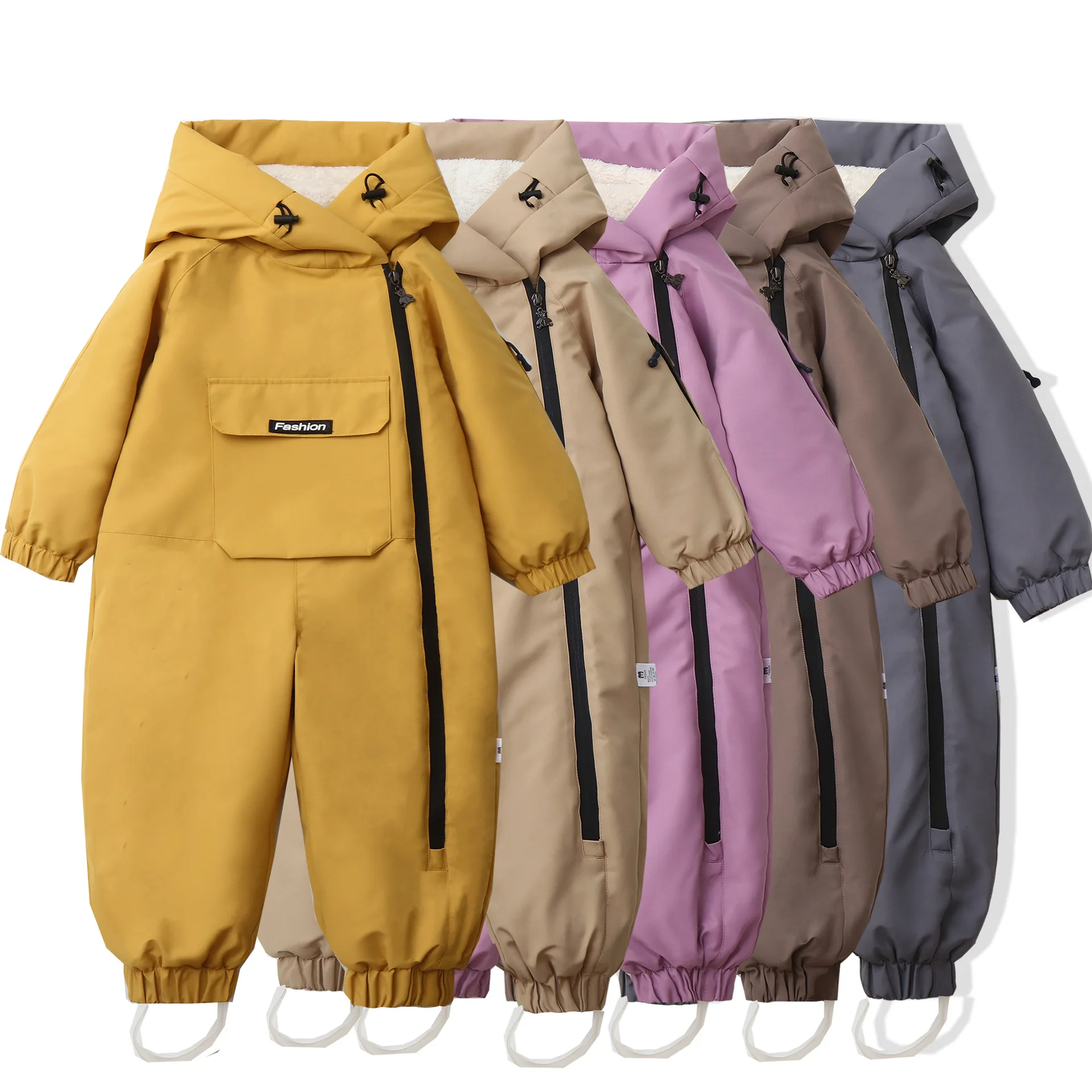 

LILIIGIRL 2025 Winter Baby Clothes Warm Fur Lining Boys Snowsuit Windy Proof Baby Ski Rompers Kids Girls Jumpsuits 2-5Y