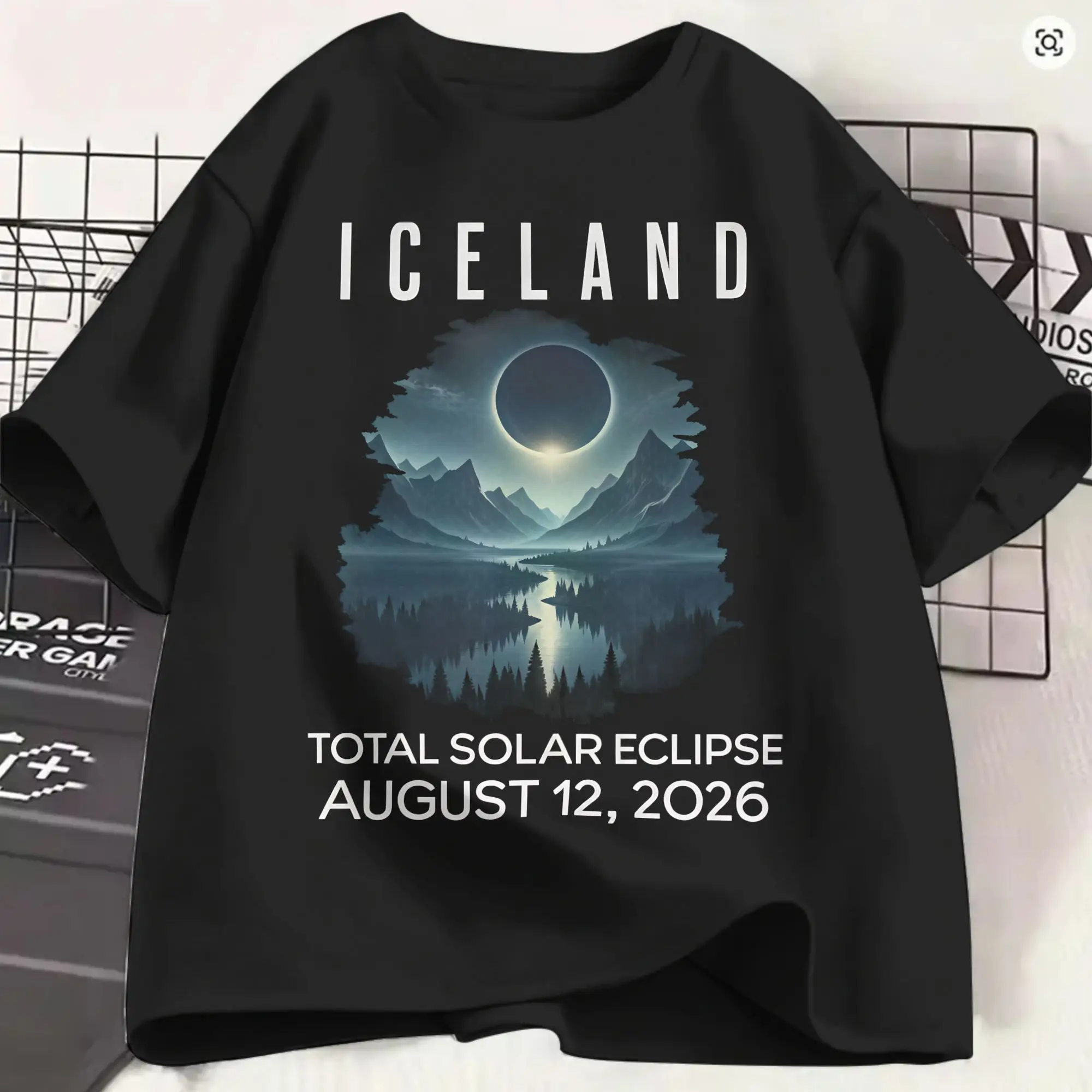 Men's Iceland Total Solar Eclipse August 2026  T Shirts  Pure Cotton Tops Cool Short Sleeve Round Neck Tees New Arrival T-Shirts