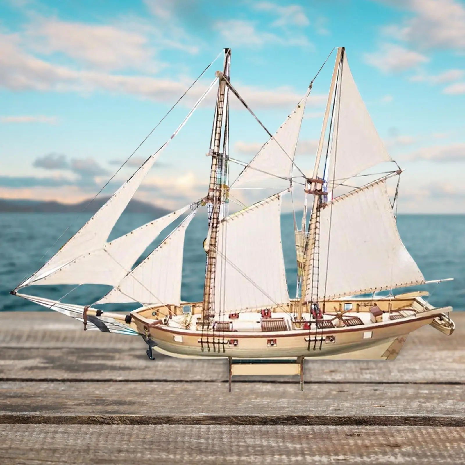 

Wooden Sailboat Sailing Model Kit Decoration Assemble Model for Adults