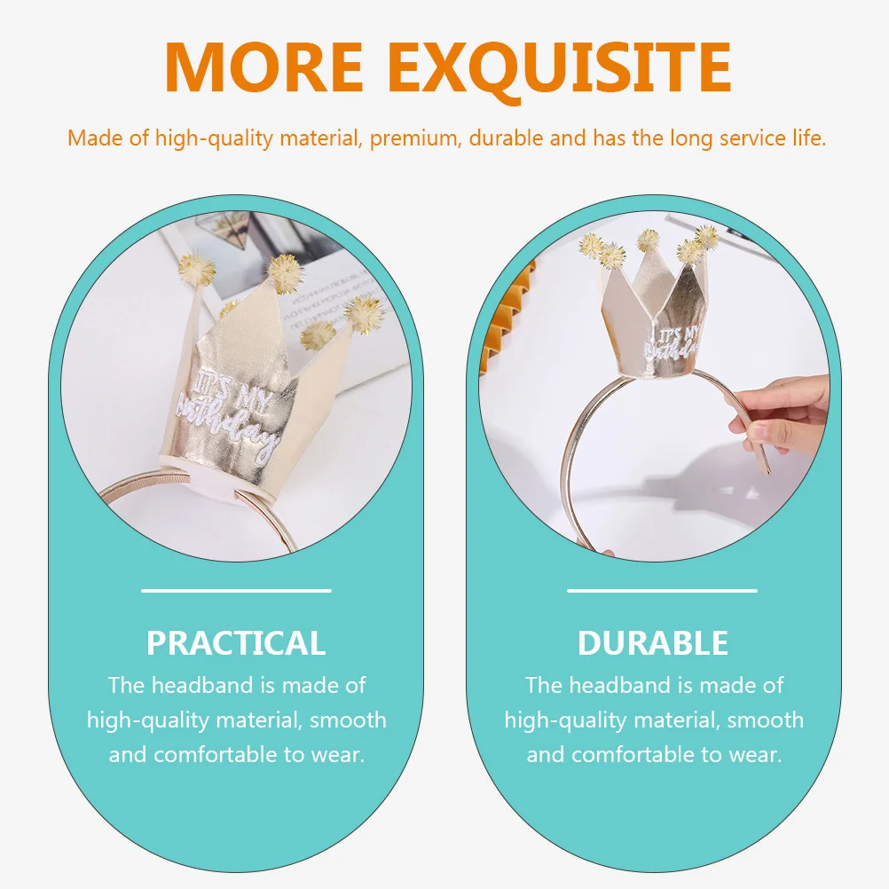 

1 Piece Birthday Crown Headband for Party Hair Accessory Adorable Headdress Lovely Crown Shaped Hair Hoops