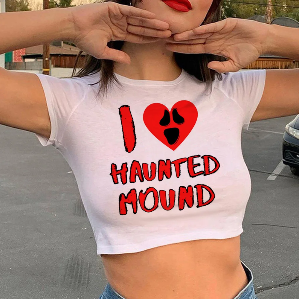 Sematary i Love Haunted Mound goth aesthetic streetwear crop top Female streetwear goth 2000s clothing tee