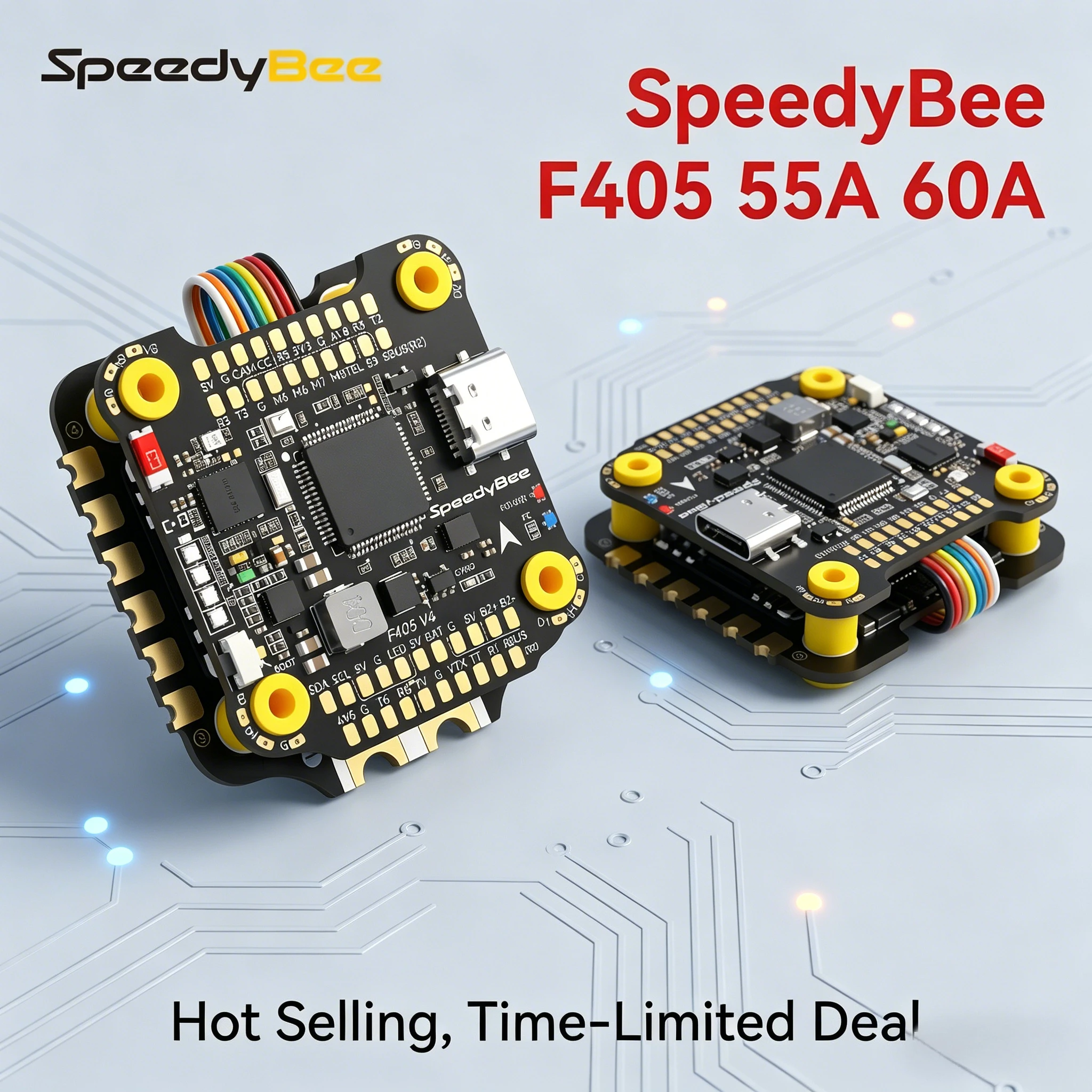 

FPV Drone SpeedyBee F405V4 Stacked Flight Control Tower 55A 60A 8CH SBUS ESC Built in ICM42688P Gyroscope RC Quadcopter