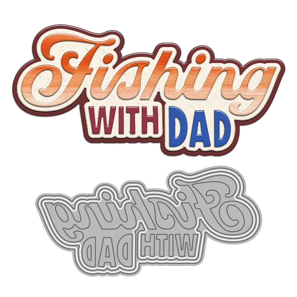 

MangoCraft Fishing With Dad Cutting Dies Father's Day DIY Scrapbooking Supplies Metal Dies Knife Mold For Card Making Albums