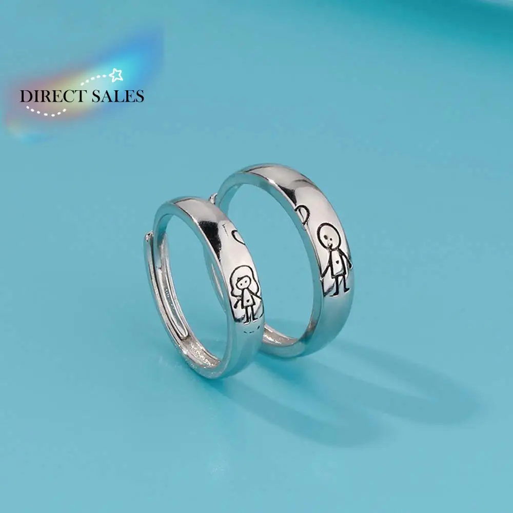 

Sweet Trendy Boy and Girl Cartoon Valentine Gift Finger Rings Engagement Ring Fashion Jewelry Open Rings