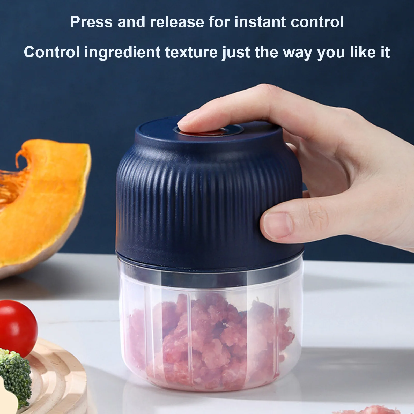 300ML Electric Vegetable Chopper Portable Cordless Garlic Crusher Mini Food Chopper for Nuts Chili Onion Minced Meat and Spices - view 4