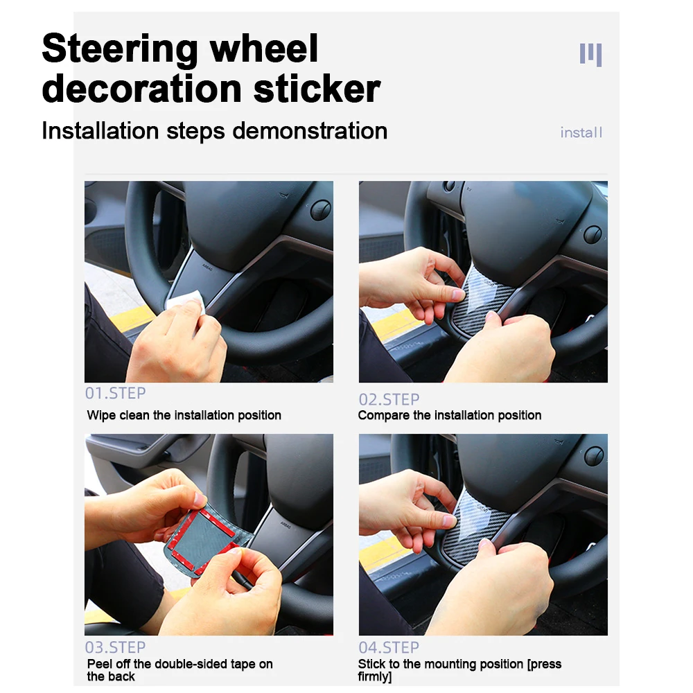 Embellecedor mate de fibra de carbono para volante Tesla Model 3 Model Y ABS 2022/2023, decoración interior de coche, barra interior