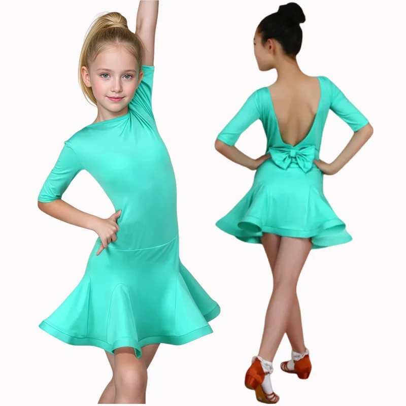 Abito da ragazza latino-americana Abito da ballo latino Tango ChaCha Samba Costumi da spettacolo per abbigliamento da competizione latino per bambini