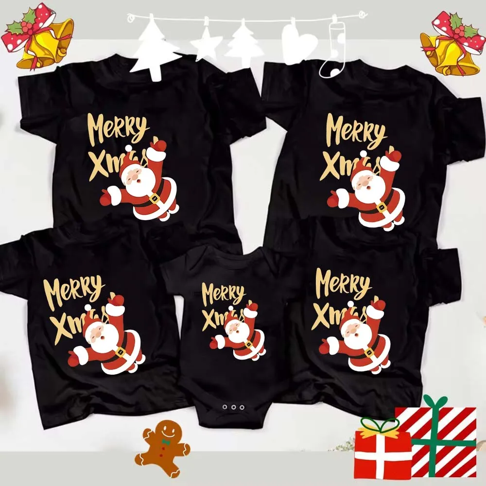 Merry Xmas Matching Family Christmas Shirts Family Christmas Shirts Xmas Tees Father Mother Kids T-shirt Baby Romper