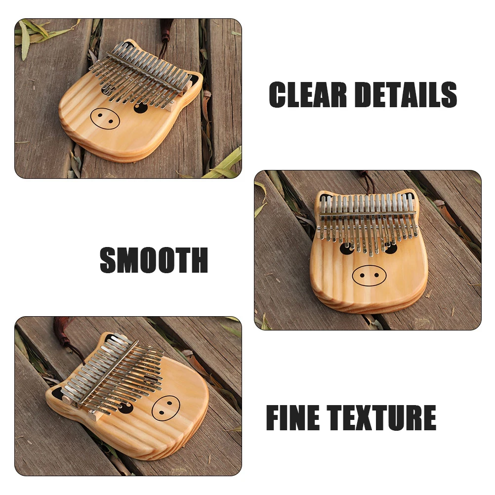 

1pc Thumb Piano 17-Tone Wooden Finger Piano For Beginner Portable Kalimba Musical Instrument Cartoon Pig Design Durable Metal