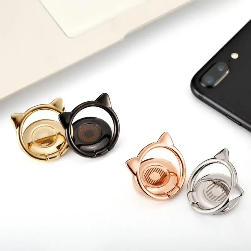 Personality Creativity Alloy Cat Ear Cute Finger Ring Holder Magnetic 360 Rotate Mobile Phone Stand For Phone Samsung Xiaomi