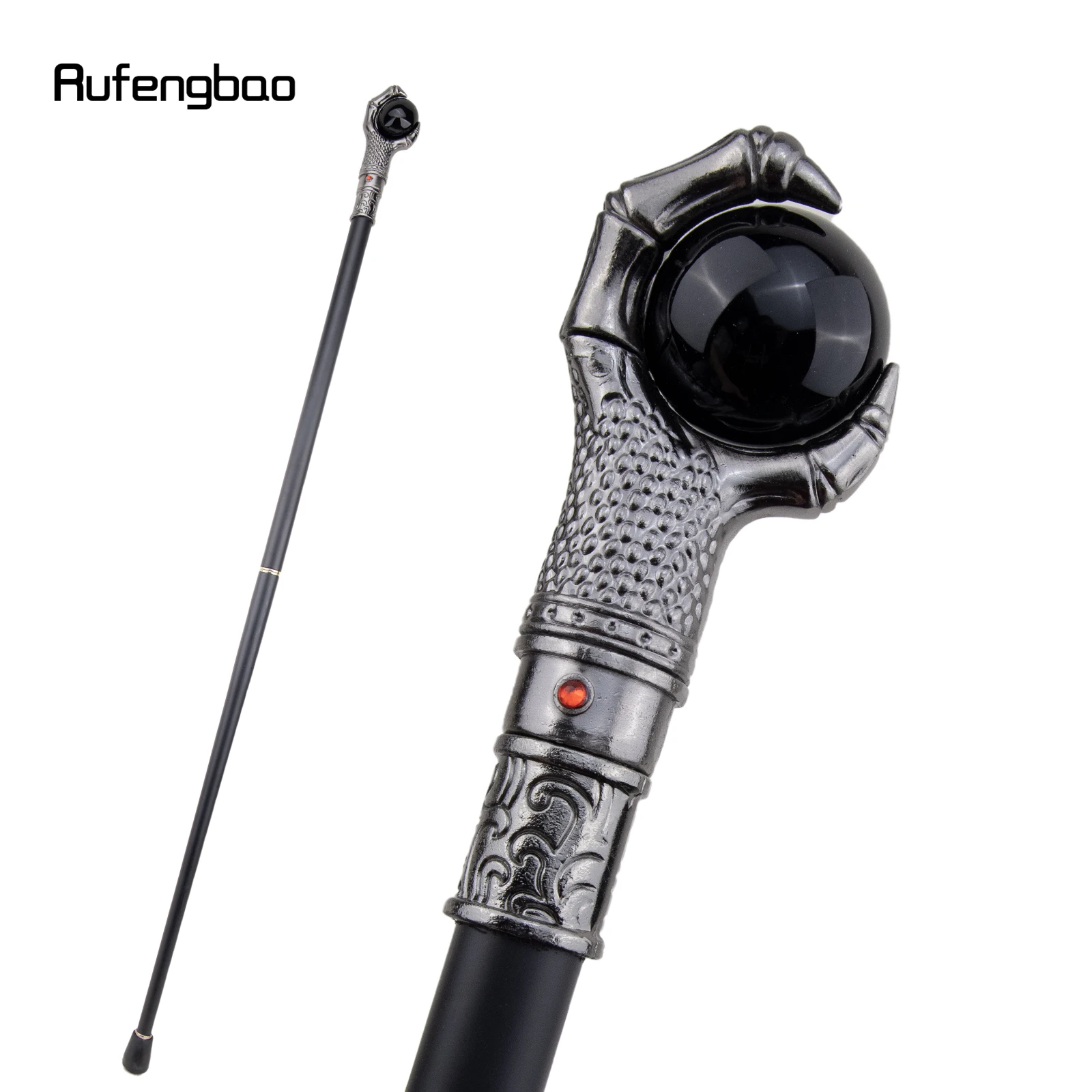 Silver Dragon Claw Grasp Colorful Glass Ball Walking Cane Fashion Decorative Walking Stick Gentleman Cosplay Crosier 93cm