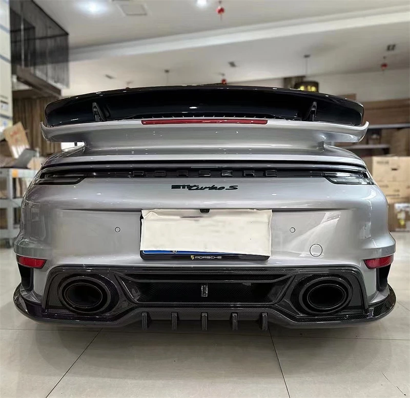 

Задний диффузор из сухого углеродного волокна 2019 + 911, подходит для Porsche 992 Turbo, комплект задней губы из сухого углеродного волокна