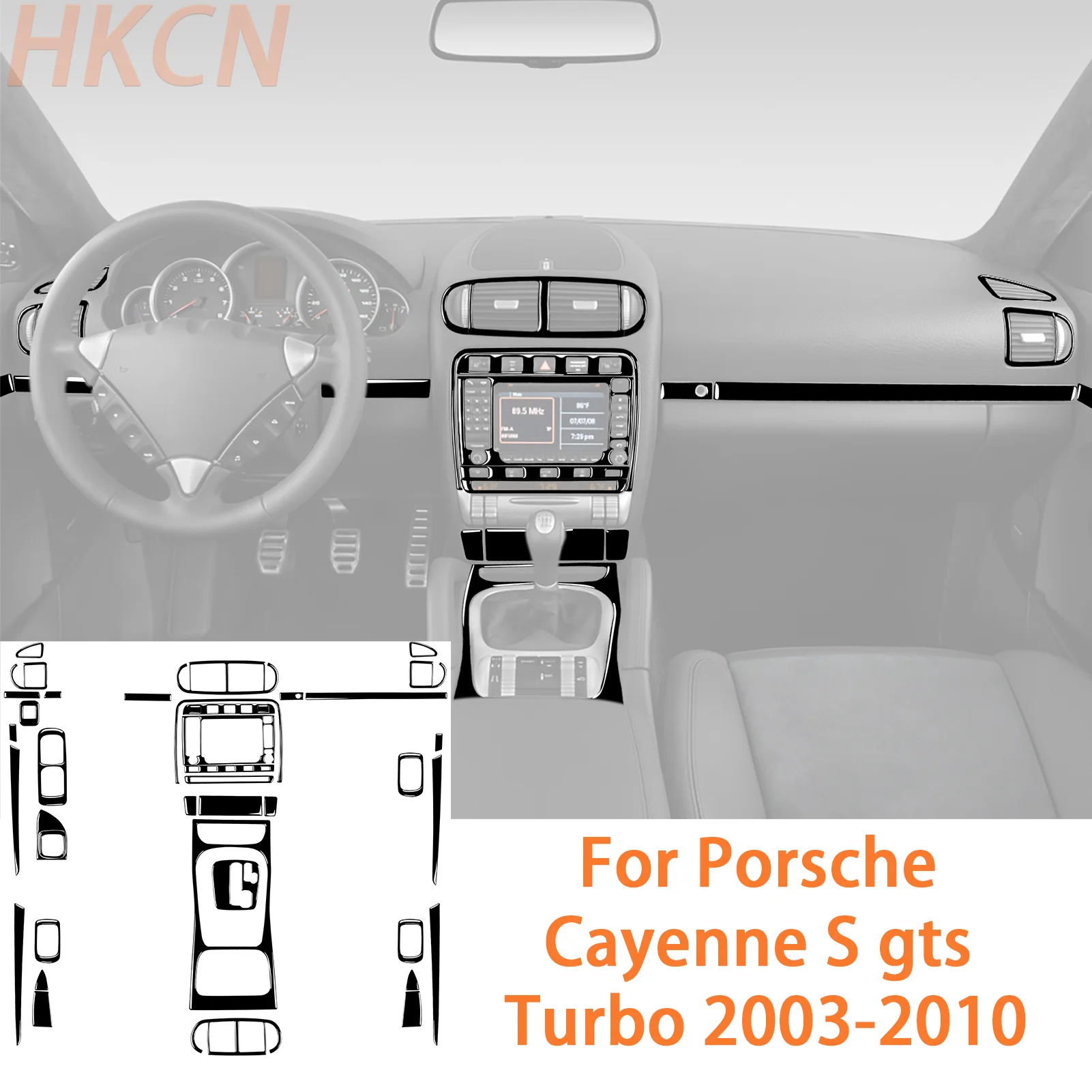 For Porsche Cayenne S Gts Turbo 2003-2010 Car Dashboard Trim Window Button Frame Piano Black Interior Accessories Stickers