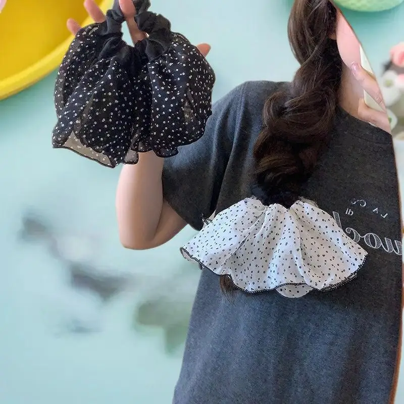 

New 2025 Korean Style Polka Dot Hair Ties For Women High End Hair Bands For Bun Hair Bands Hair Bands For Children Baby Accessor