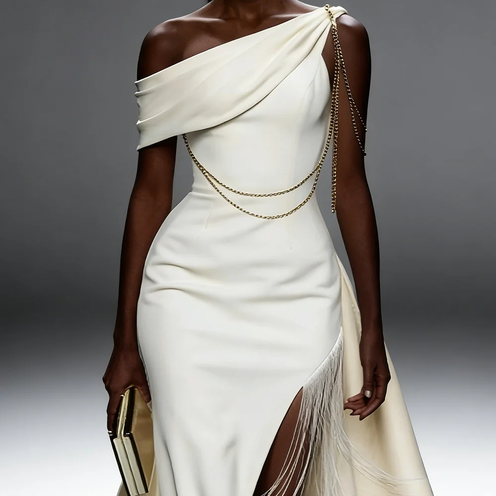 الكلاسيكية كتف واحد بلا أكمام Ruched شرابة حورية البحر فساتين زفاف العروس أثواب الزفاف حسب الطلب #3