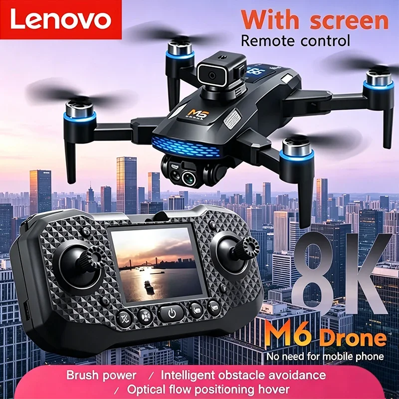 

Lenovo M6 Drone 8K Professional HD Camera Drones 5G WIFI FPV Video 4K UAV With Screen Remote Control RC Quadcopter Drone