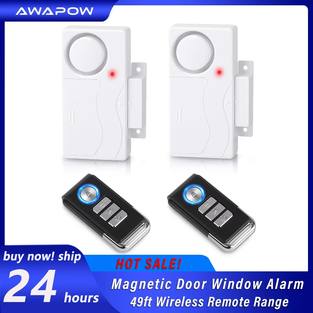 Awapow Wireless Door Alarm With Remote Control Anti-Theft Door And Window Security Alarms Home Security Sensor Burglar Alarms