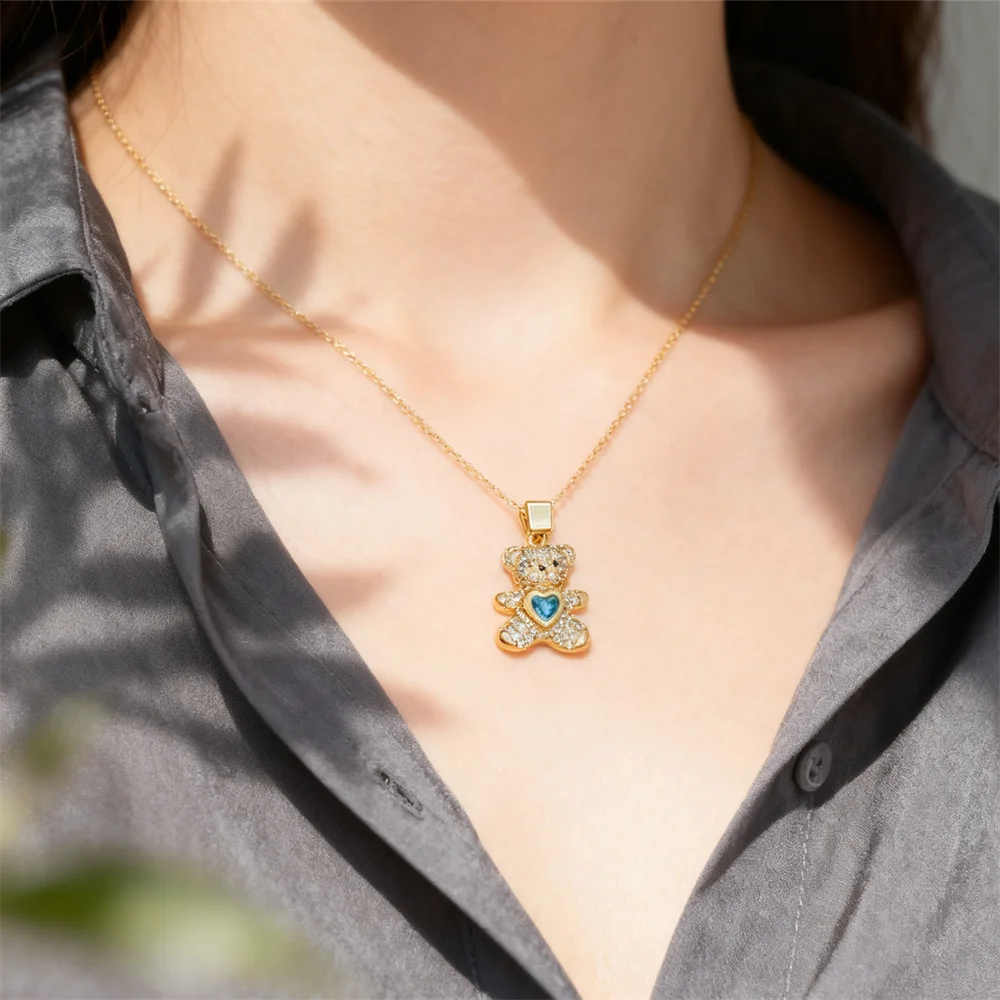 

2Pcs Pendants Brass Cute CZ Zircon Bear Charms DIY Jewelry for Necklace Bracelet Daily Wear & Gift Accessories for Men and Women