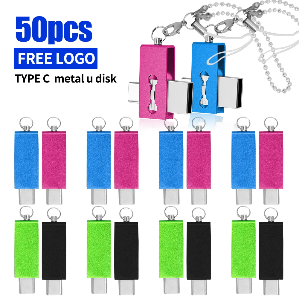 50Pcs For Android OTG USB Flash Drives Type-C & USB 2.0 128GB 64GB 32GB for SmartPhone, MacBook, Tablet pendriver