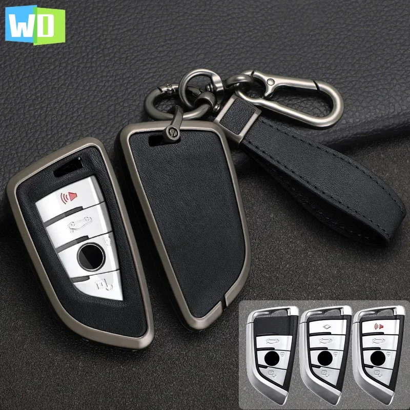 

Zinc Alloy + Leather Car Key Case Cover For BMW X1 X3 X4 X5 F15 X6 F16 G30 1 3 5 7 Series F30 118i 218i 320i G11 F48 F39 520 525