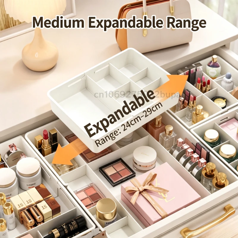 4 Sides Telescopic Drawer Cosmetic Makeup Organizers Divider Adjustable Expandable Storage for Cosmetic Jewelry Bedroom Drawer