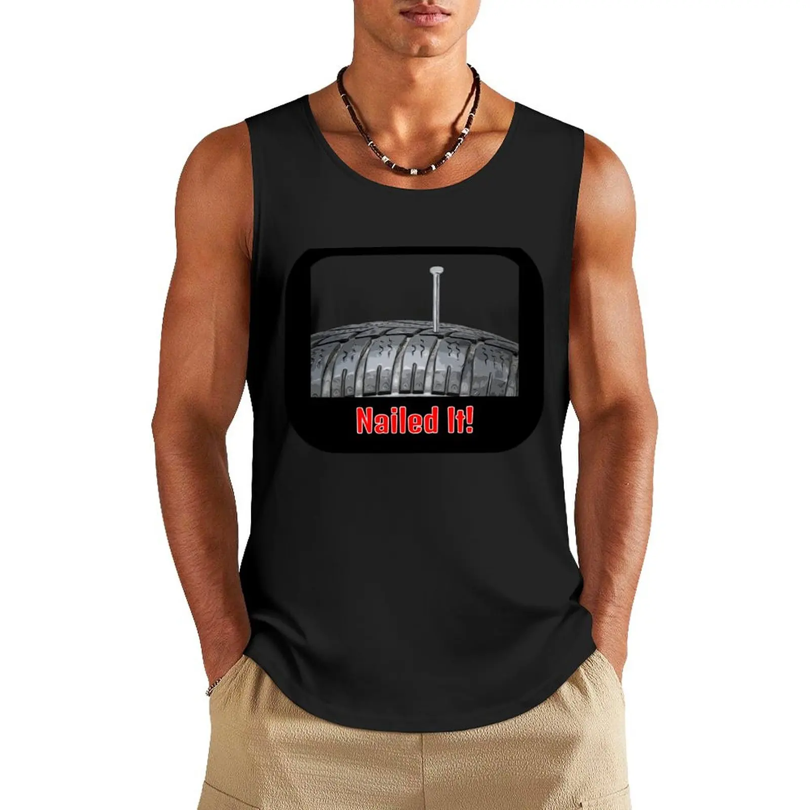 Nail It Tire Flat Tank Top Vest male Male vest muscle t-shirt sleeveless shirt man