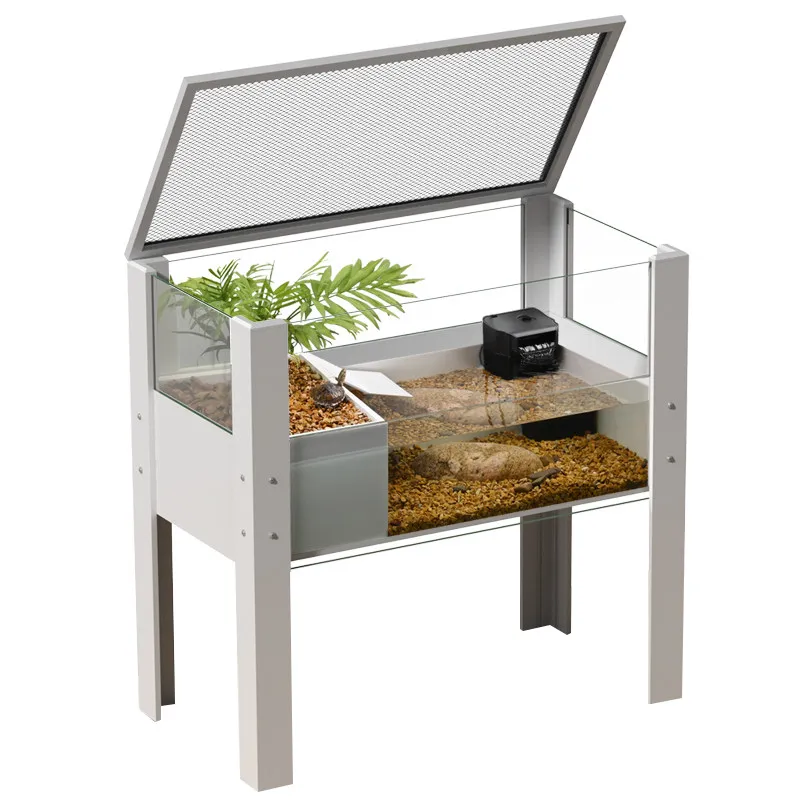 Turtle tank with climbing platform ecological water and land landscaping floor-to-ceiling feeding box household escape turtle