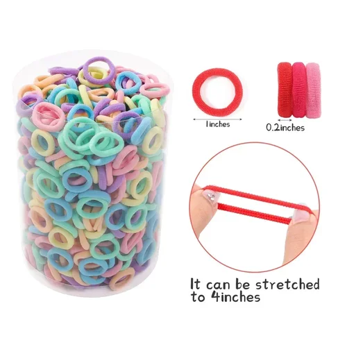 Imagen 2 del producto 50/100 Uds. Lazos elásticos básicos coloridos de nailon para el cabello para niñas, coleta para sujetar, banda de goma, accesorios para el cabello de moda para niños