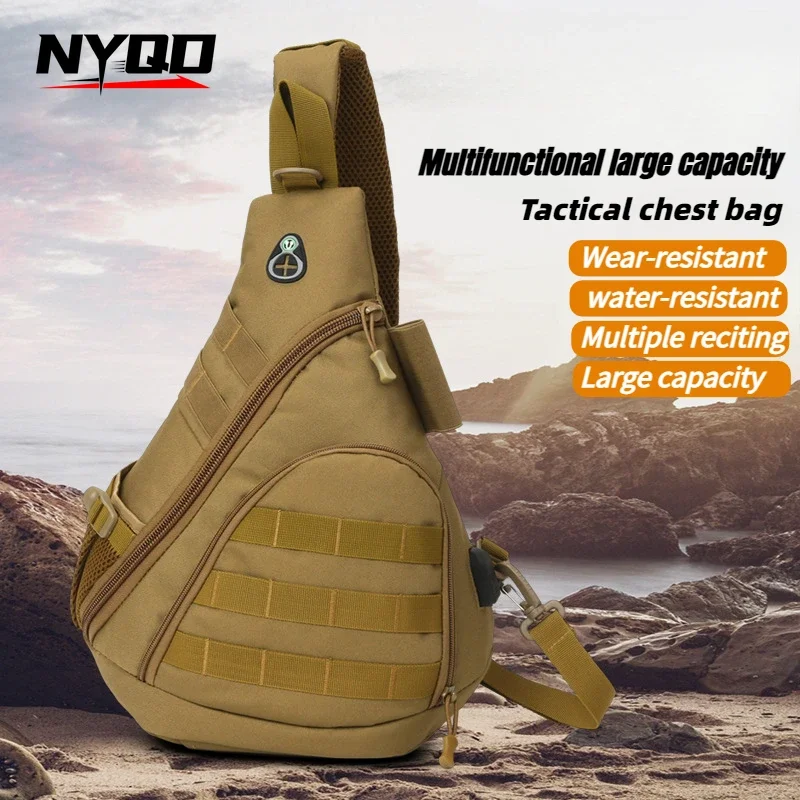 Outdoor Sports USB Tactical Fishing Lure Chest Bag Men Travel Camping Camouflage Shoulder Bag Climbing Lightweight Portable Bags