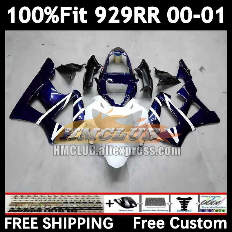 Injection Fairing For HONDA CBR900RR CBR 929RR 929 900 900RR 74No.11 black white CBR900 CBR929 RR 00 01 CBR929RR 2000 2001 Body