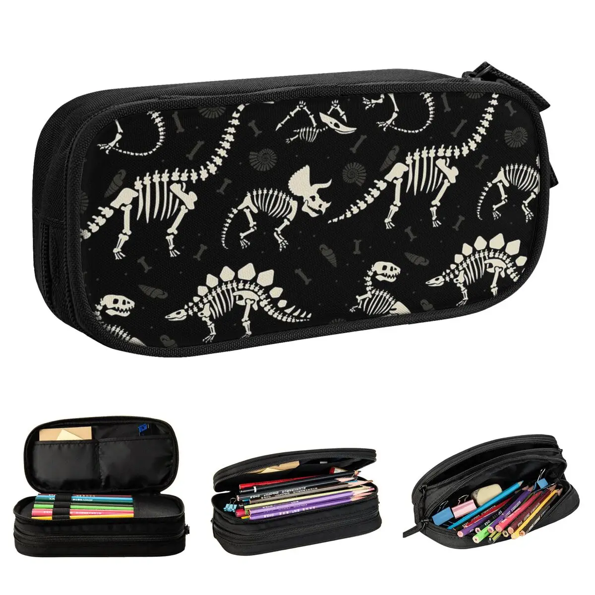 dinossauro fosseis lapis cases novo dia das bruxas caneta bolsa meninas meninos grande armazenamento estudantes escola presente lapis bolsa 01