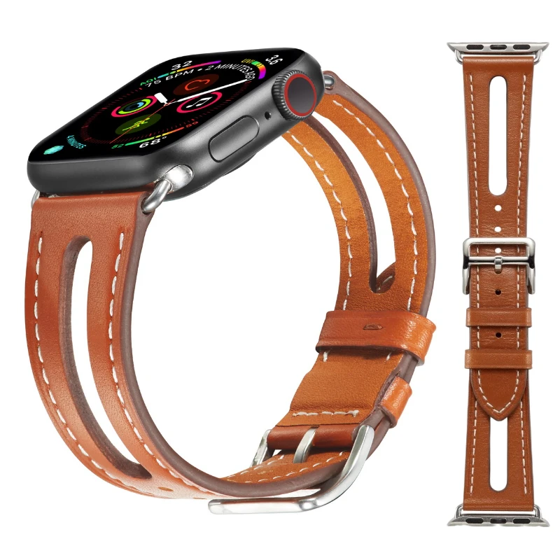 

Leather Strap For Apple Watch Band 45mm 41mm 49mm 44mm 40mm 42mm Hollow Bracelet Wristband iWatch Series Ultra 8 7 6 5 4 SE band