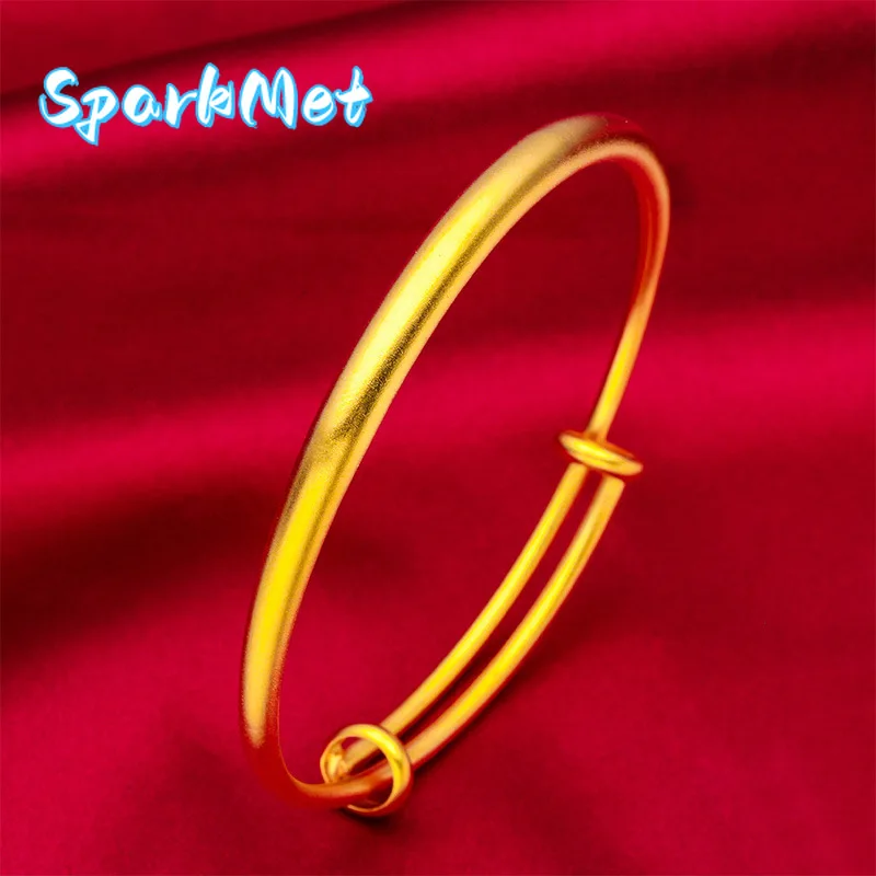 

Sparkmet24K Gold 5mm Push-Pull Bangle AU999 Pure Gold, slender adjustable design, sleek simplicity, exuding gentle charm for dai