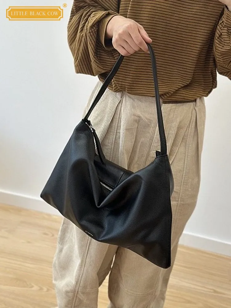 

Elegant Lady British Style Zipper Tote Handbag Genuine Leather Bag Soft Cowskin Single Shoulder Travel Fashion Casual Women Bags