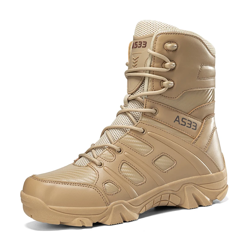 

Outdoor Hiking Shoes Men Lace-up High-top Anti-slip Thick-soled Combat Boots Men Breathable Shock-absorbing Casual Sports Shoes