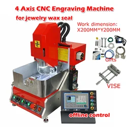 Máquina de grabado CNC de cera de Jade para joyería, enrutador CNC de 4 ejes, fresadora PCB de tallado de Metal con sistema de Control fuera de línea, FK10